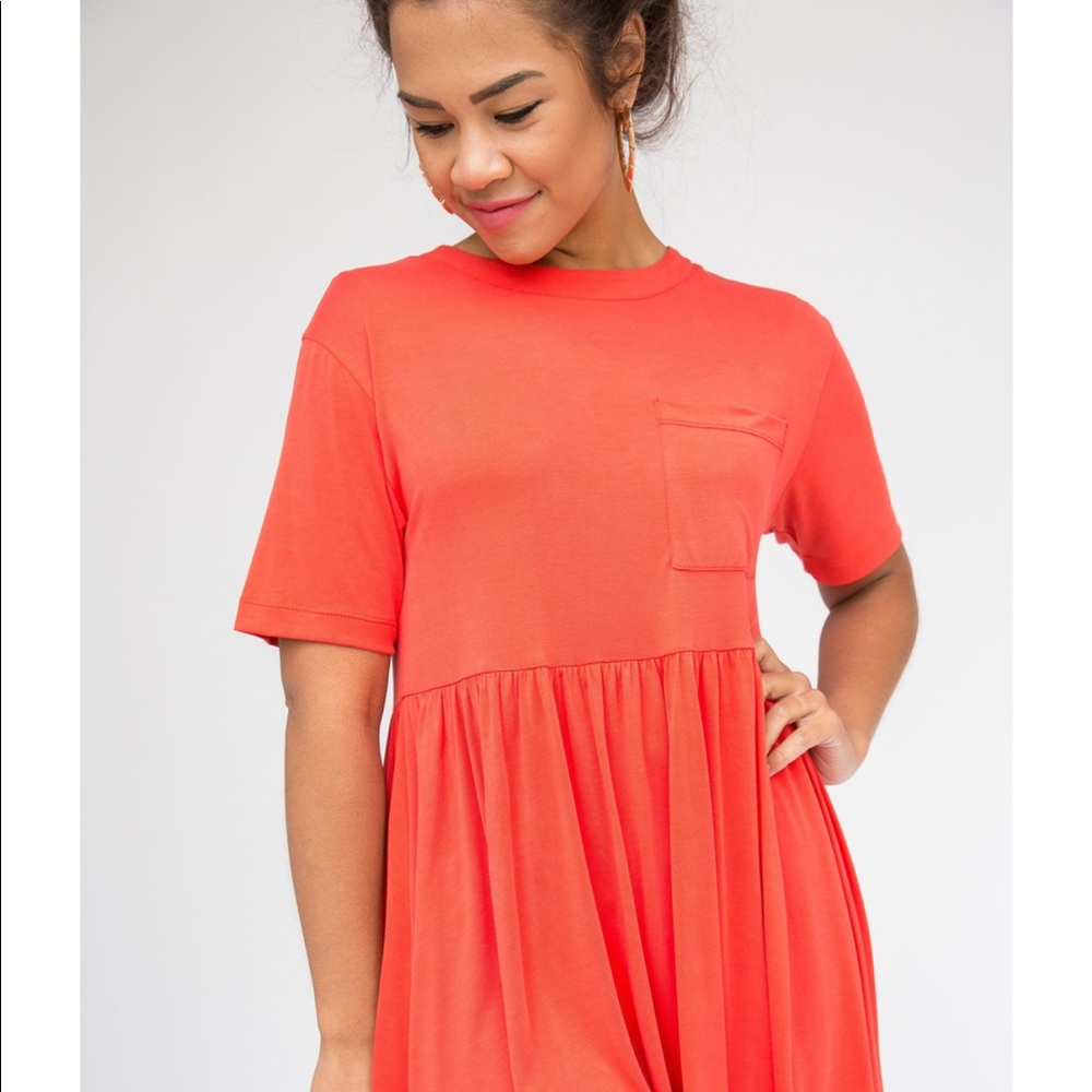 Agnes & Dora Modern Tunic Dress Coral Cupro